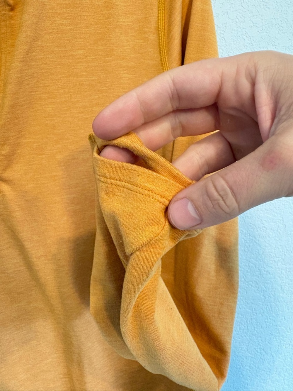 REI Co-op Men’s 1X Orange Quarter Zip Pullover Thumbholes Hiking Athletic - Picture 7 of 9